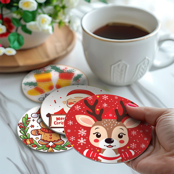 Paint by numbers 6" Coasters (6 pieces) - Handmade Christmas