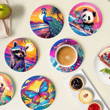 Load image into Gallery viewer, Paint by numbers 4" Coasters (6 pieces) - Wildlife Series with Panda, Raccoon and Seal