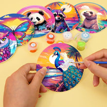 Load image into Gallery viewer, Paint by numbers 4" Coasters (6 pieces) - Wildlife Series with Panda, Raccoon and Seal