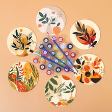 Load image into Gallery viewer, Paint by numbers 6" Coasters (6 pieces) - Modern Botanical Design