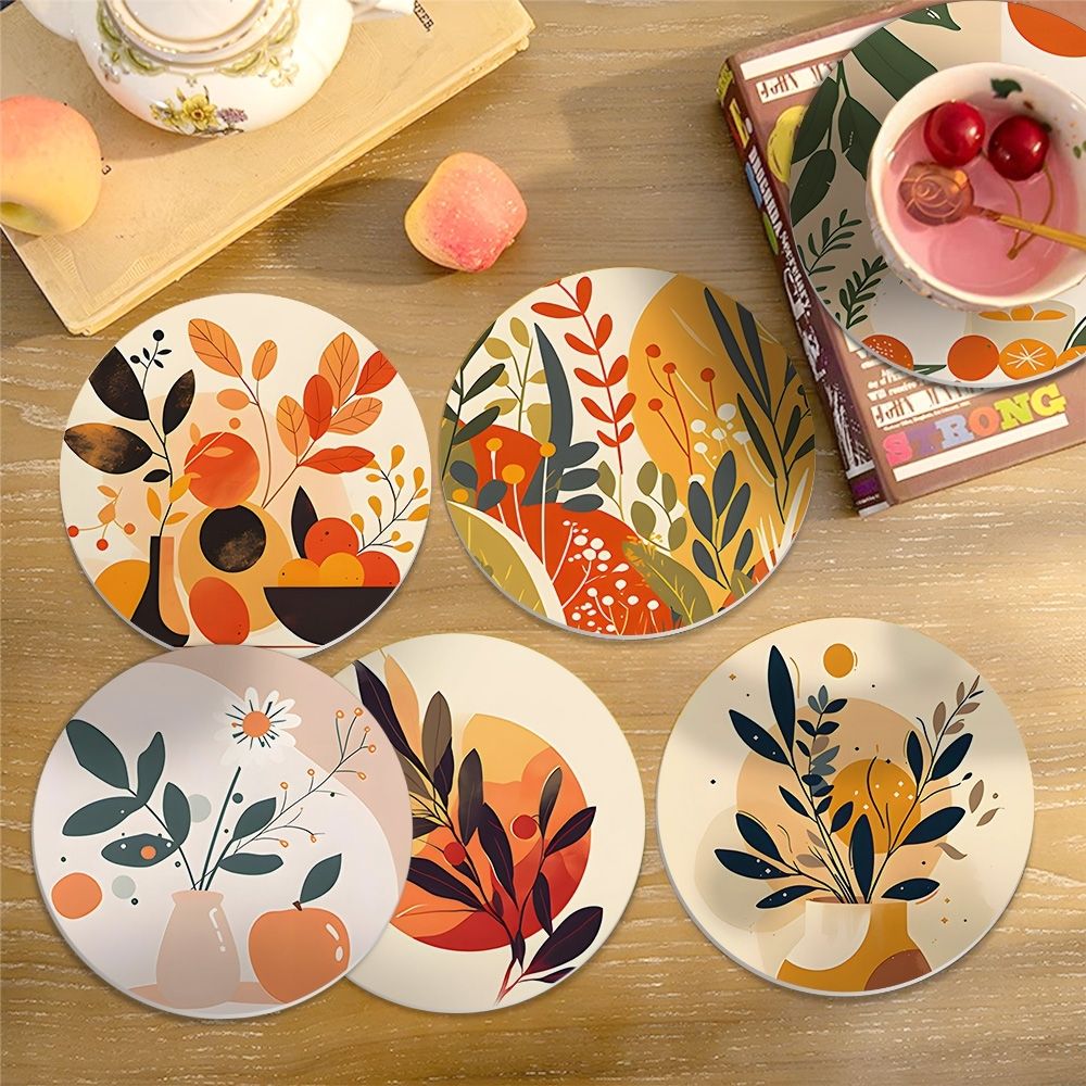 Paint by numbers 6" Coasters (6 pieces) - Modern Botanical Design