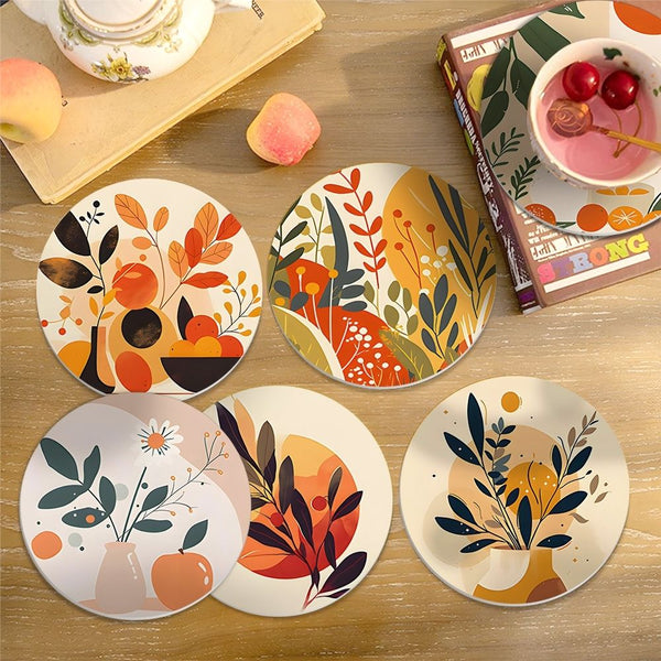 Paint by numbers 6" Coasters (6 pieces) - Modern Botanical Design