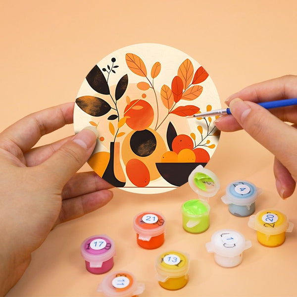 Paint by numbers 6" Coasters (6 pieces) - Modern Botanical Design