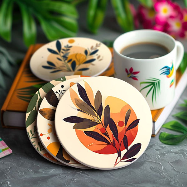 Paint by numbers 6" Coasters (6 pieces) - Modern Botanical Design