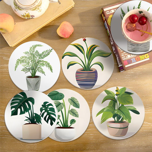 Paint by numbers 6" Coasters (6 pieces) - Monstera and Fern