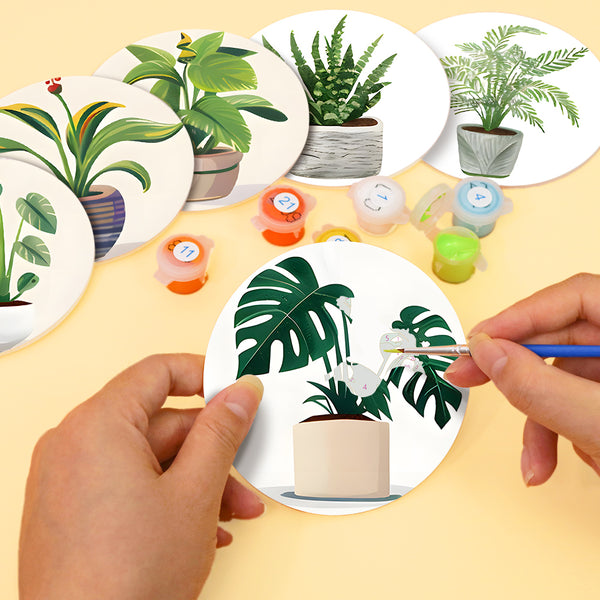 Paint by numbers 6" Coasters (6 pieces) - Monstera and Fern