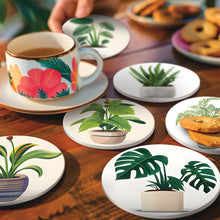 Load image into Gallery viewer, Paint by numbers 6" Coasters (6 pieces) - Monstera and Fern