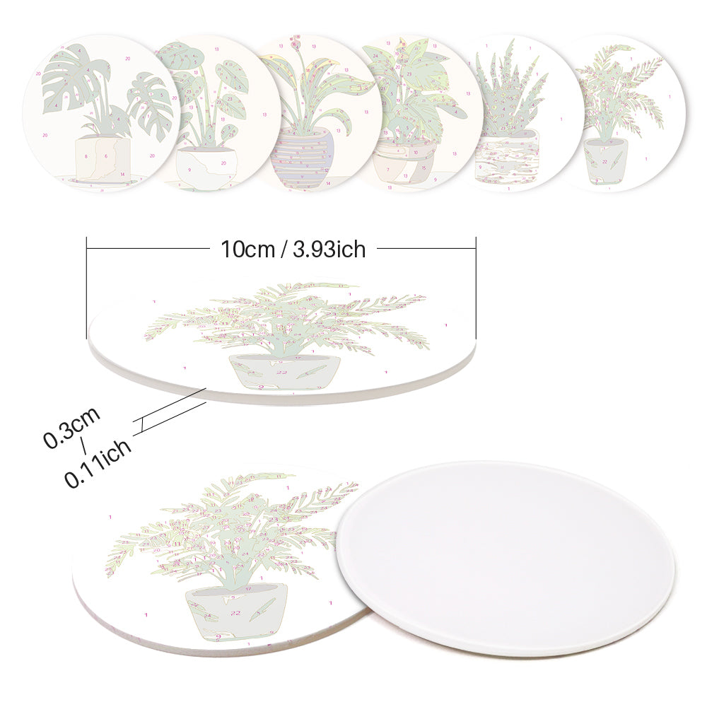 Paint by numbers 6" Coasters (6 pieces) - Monstera and Fern