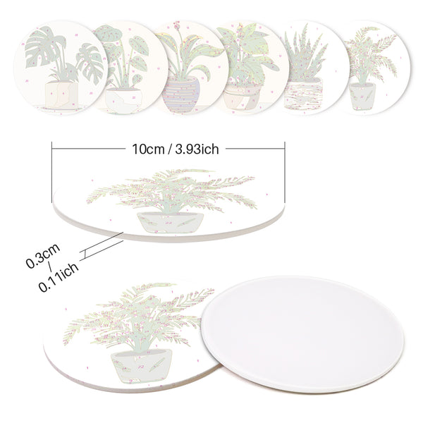 Paint by numbers 6" Coasters (6 pieces) - Monstera and Fern