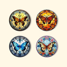 Load image into Gallery viewer, Paint by numbers 6" Coasters (4 pieces) - Vibrant Wings: A Butterfly Quartet