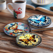 Load image into Gallery viewer, Paint by numbers 4" Coasters (4 pieces) - Vibrant Wings: A Butterfly Quartet