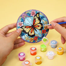 Load image into Gallery viewer, Paint by numbers 4" Coasters (4 pieces) - Vibrant Wings: A Butterfly Quartet