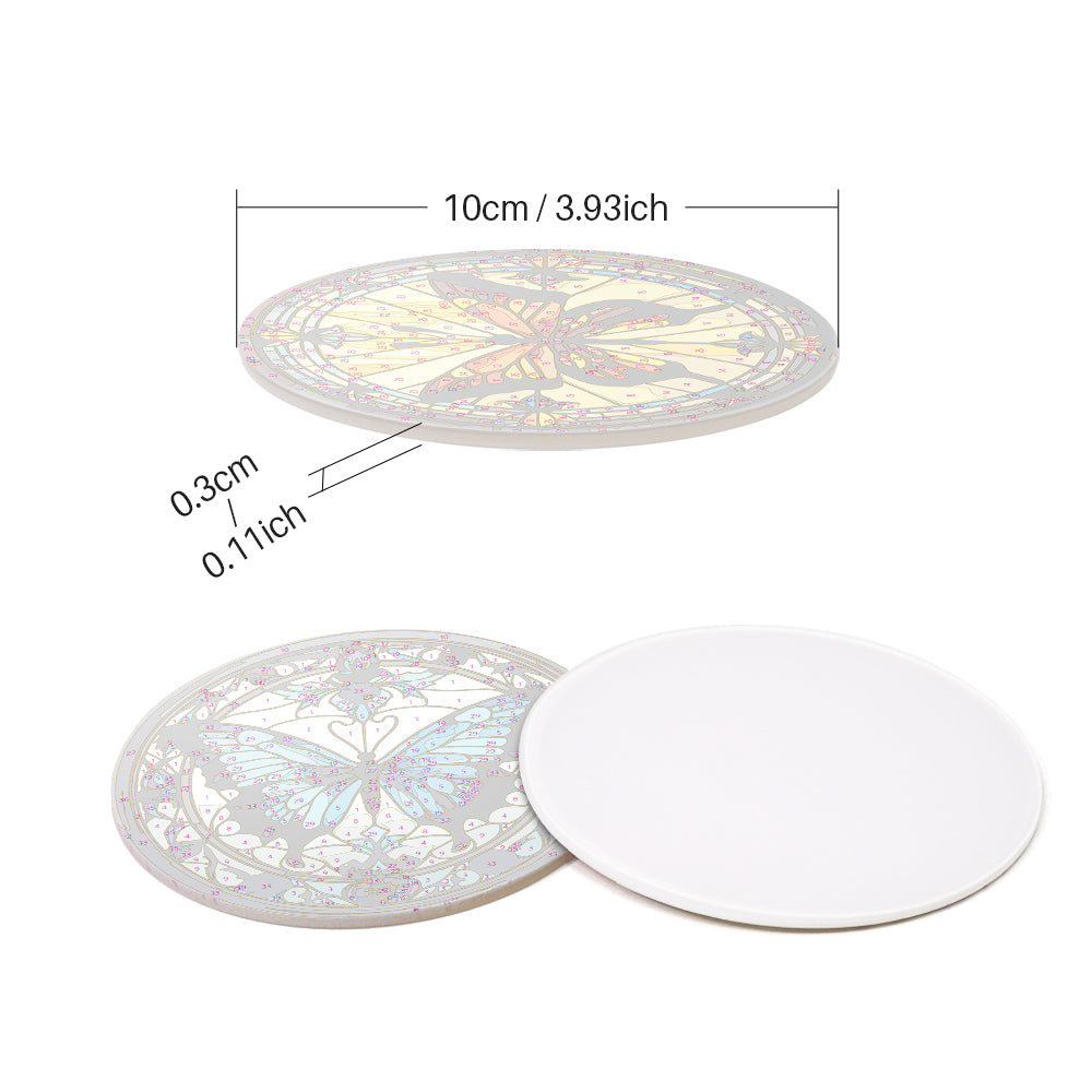 Paint by numbers 6" Coasters (4 pieces) - Vibrant Wings: A Butterfly Quartet
