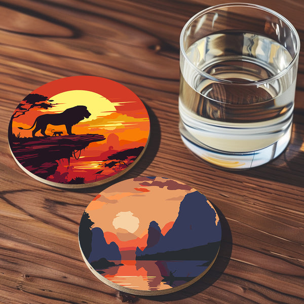 Paint by numbers 6" Coasters (6 pieces) - Sunset Scene