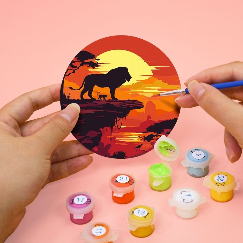 Paint by numbers 6" Coasters (6 pieces) - Sunset Scene