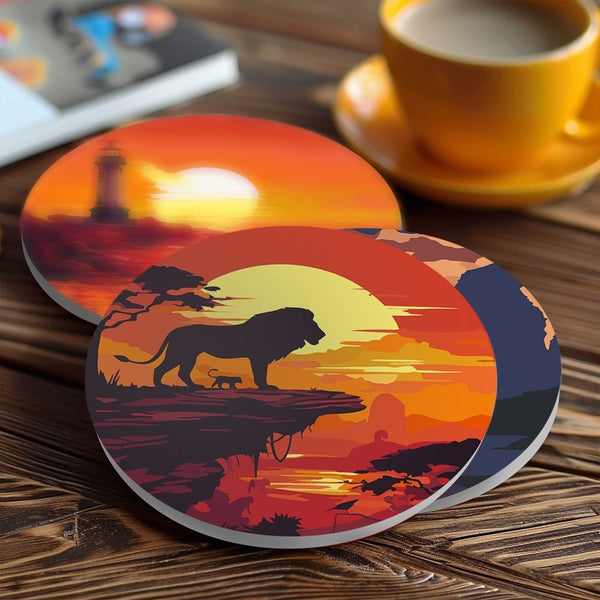 Paint by numbers 6" Coasters (6 pieces) - Sunset Scene