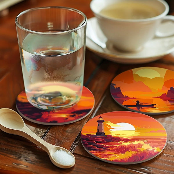 Paint by numbers 6" Coasters (6 pieces) - Sunset Scene