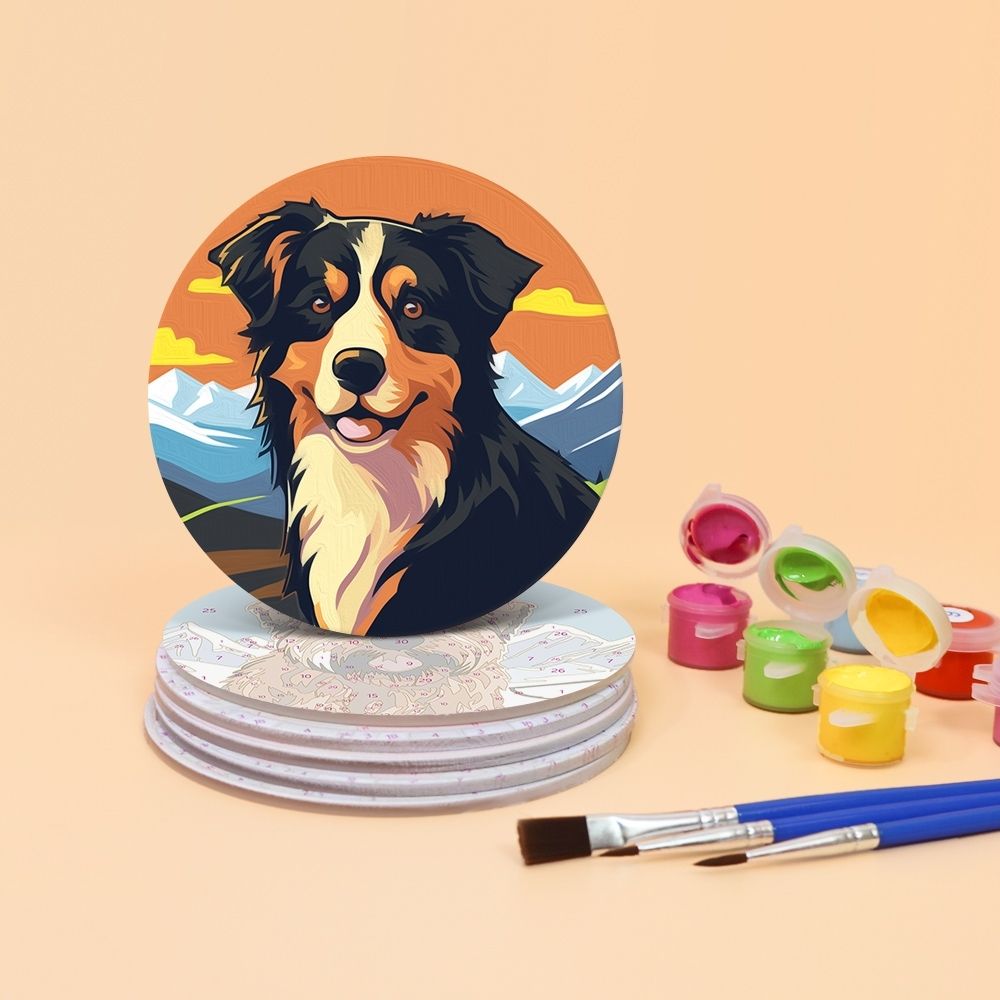 Paint by numbers 6" Coasters (6 pieces) - Cute Dogs