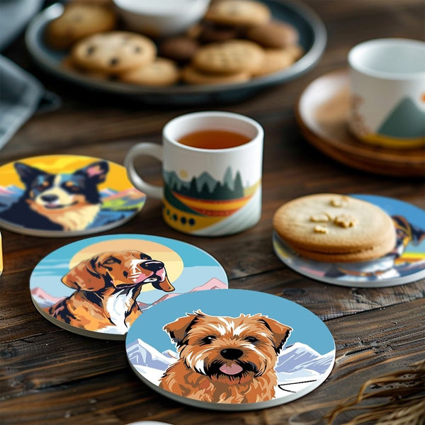 Paint by numbers 6" Coasters (6 pieces) - Cute Dogs
