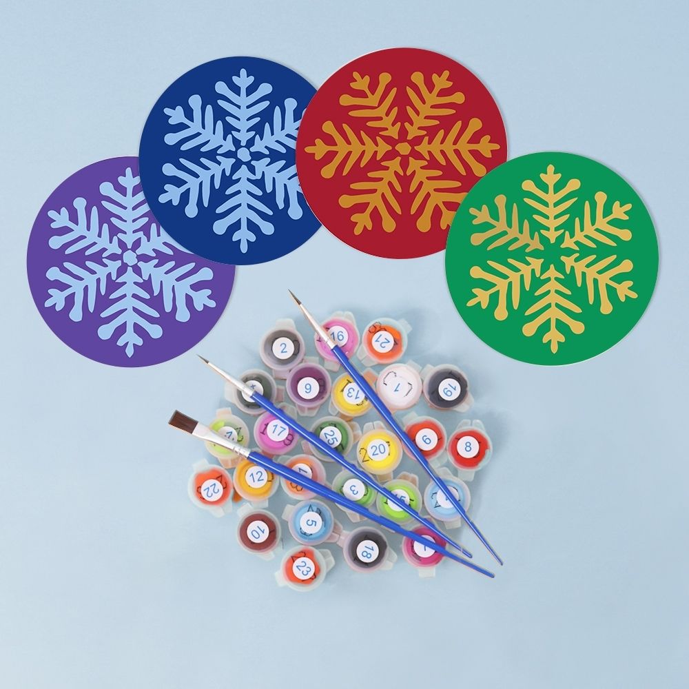 Paint by numbers 6" Coasters (4 pieces) - Snowflake
