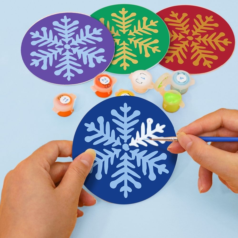 Paint by numbers 6" Coasters (4 pieces) - Snowflake