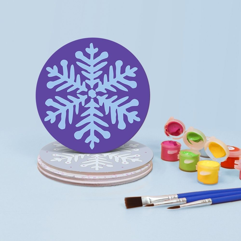 Paint by numbers 6" Coasters (4 pieces) - Snowflake