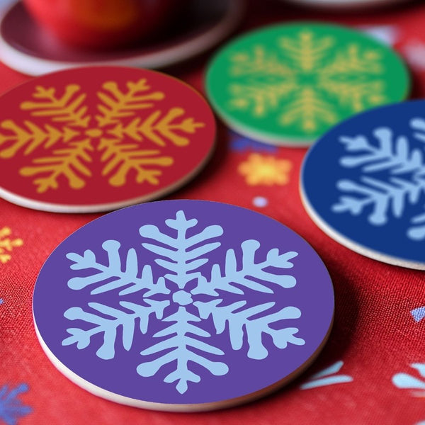 Paint by numbers 6" Coasters (4 pieces) - Snowflake