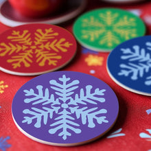 Load image into Gallery viewer, Paint by numbers 4" Coasters (4 pieces) - Snowflake
