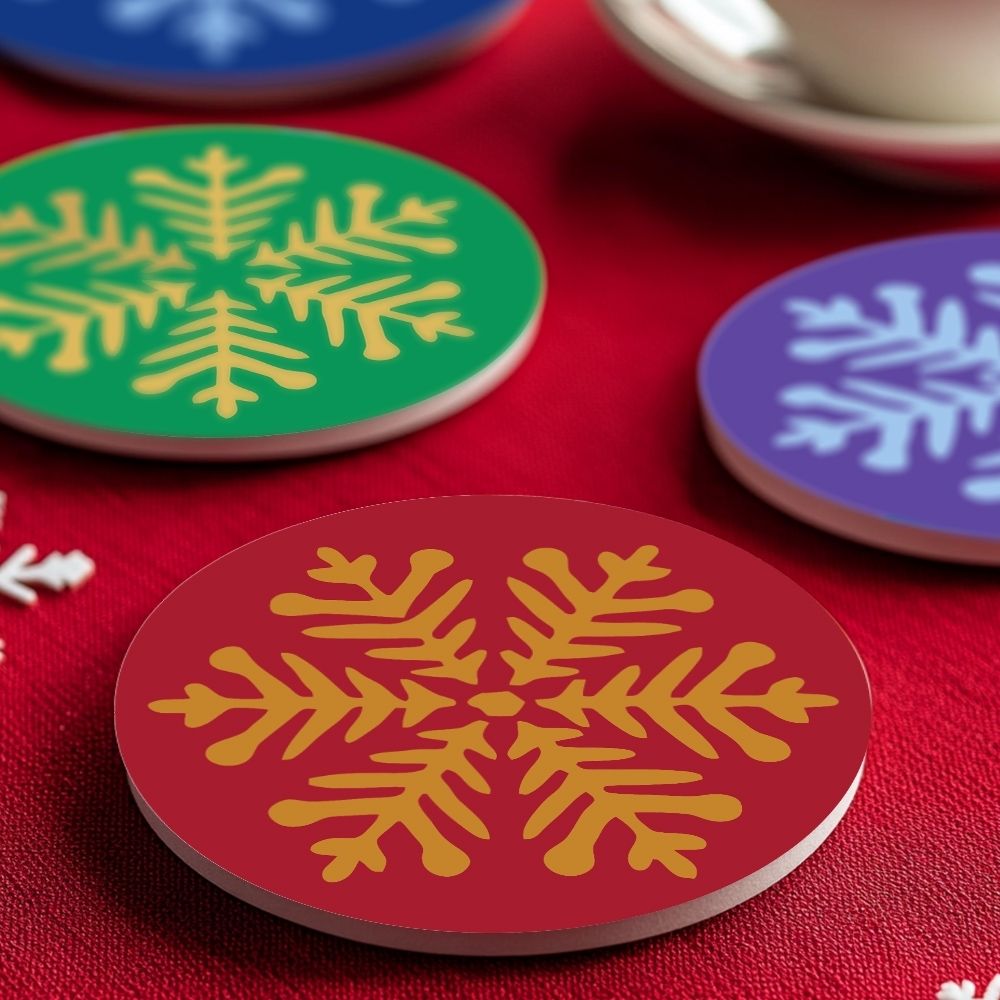Paint by numbers 6" Coasters (4 pieces) - Snowflake