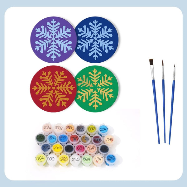 Paint by numbers 6" Coasters (4 pieces) - Snowflake