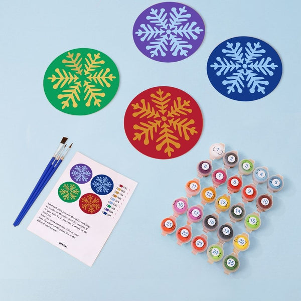 Paint by numbers 6" Coasters (4 pieces) - Snowflake