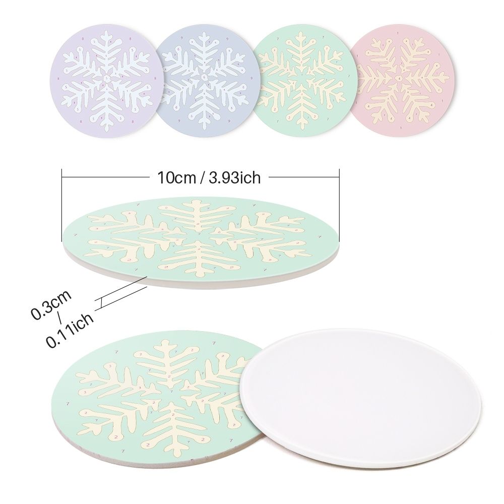 Paint by numbers 6" Coasters (4 pieces) - Snowflake