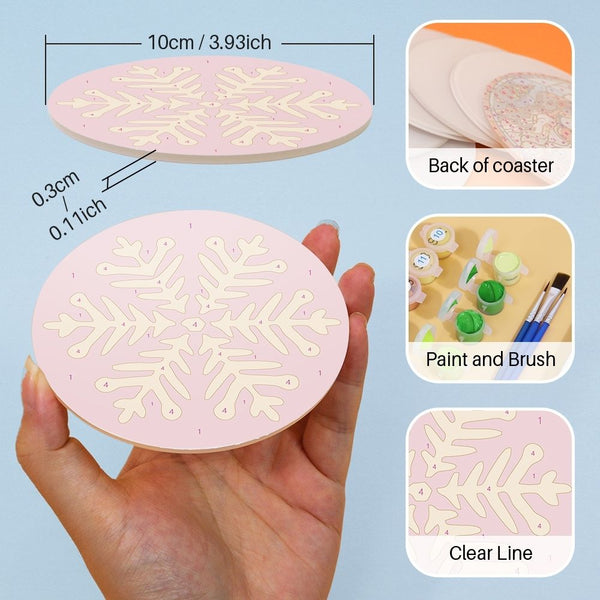 Paint by numbers 6" Coasters (4 pieces) - Snowflake