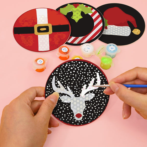 Paint by numbers 6" Coasters (4 pieces) - Creative Christmas Gift