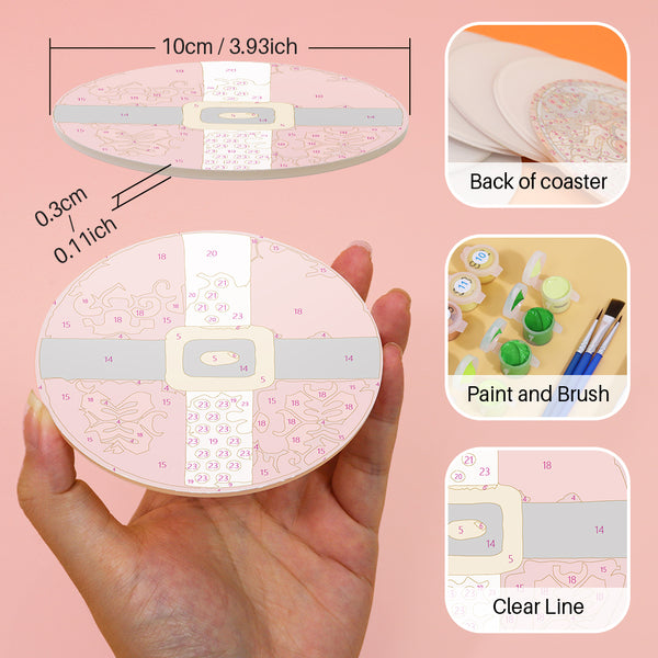 Paint by numbers 6" Coasters (4 pieces) - Creative Christmas Gift