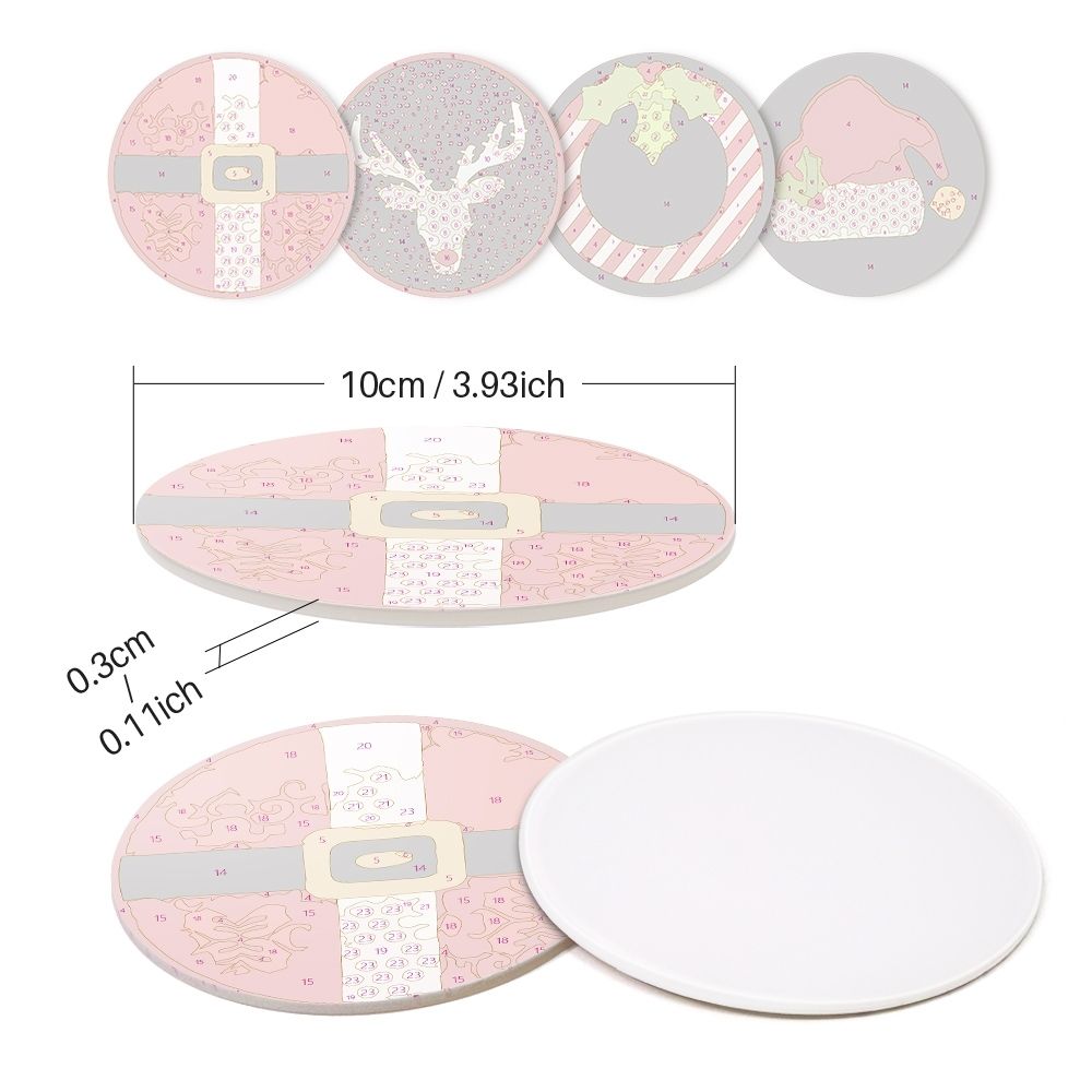 Paint by numbers 6" Coasters (4 pieces) - Creative Christmas Gift