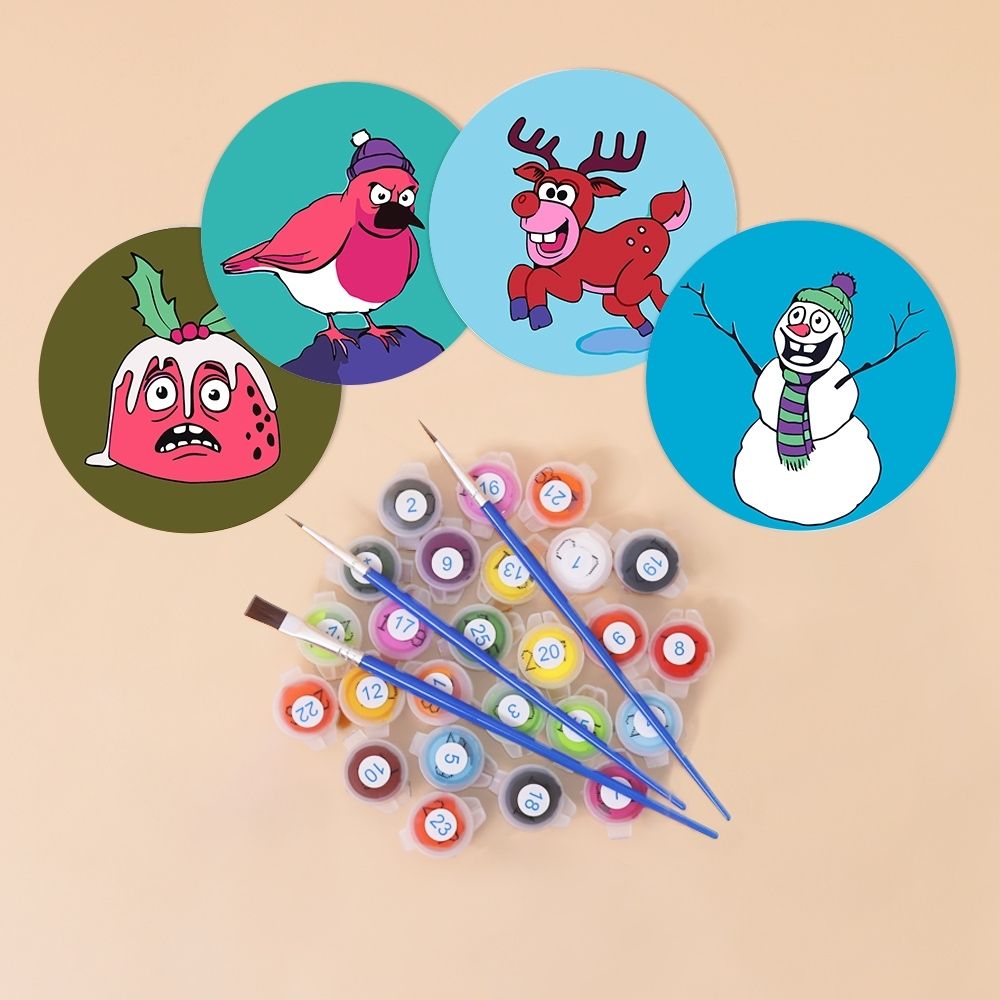 Paint by numbers 6" Coasters (4 pieces) - Creative Christmas Gift 1
