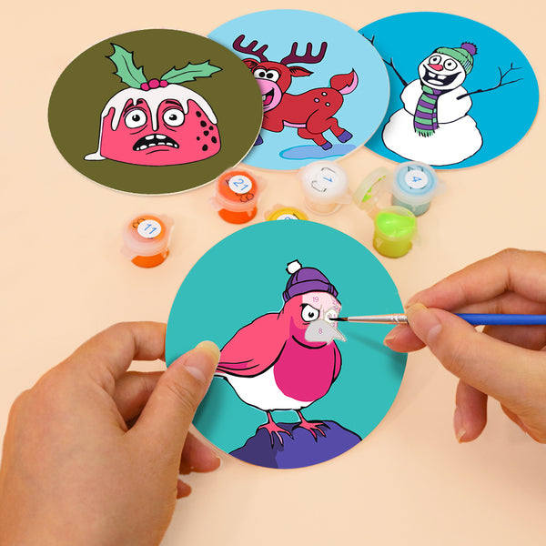 Paint by numbers 6" Coasters (4 pieces) - Creative Christmas Gift 1