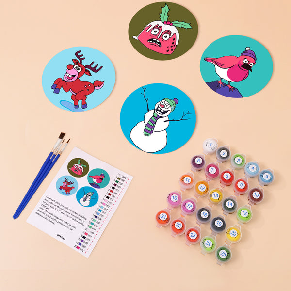 Paint by numbers 6" Coasters (4 pieces) - Creative Christmas Gift 1