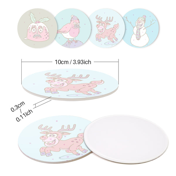 Paint by numbers 6" Coasters (4 pieces) - Creative Christmas Gift 1