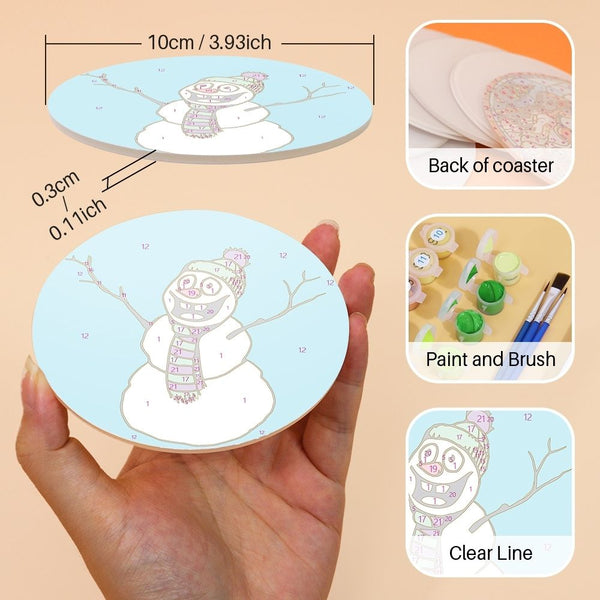 Paint by numbers 6" Coasters (4 pieces) - Creative Christmas Gift 1