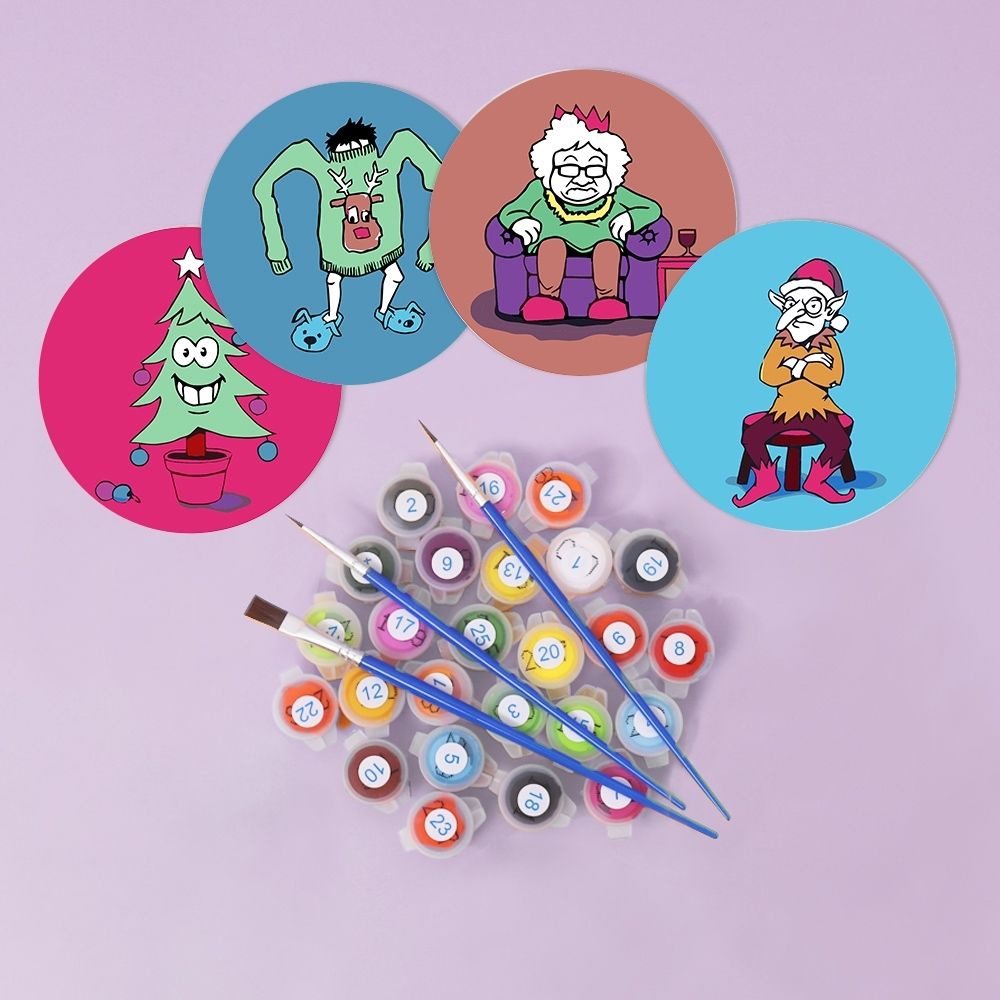 Paint by numbers 6" Coasters (4 pieces) - Creative Christmas Gift 2