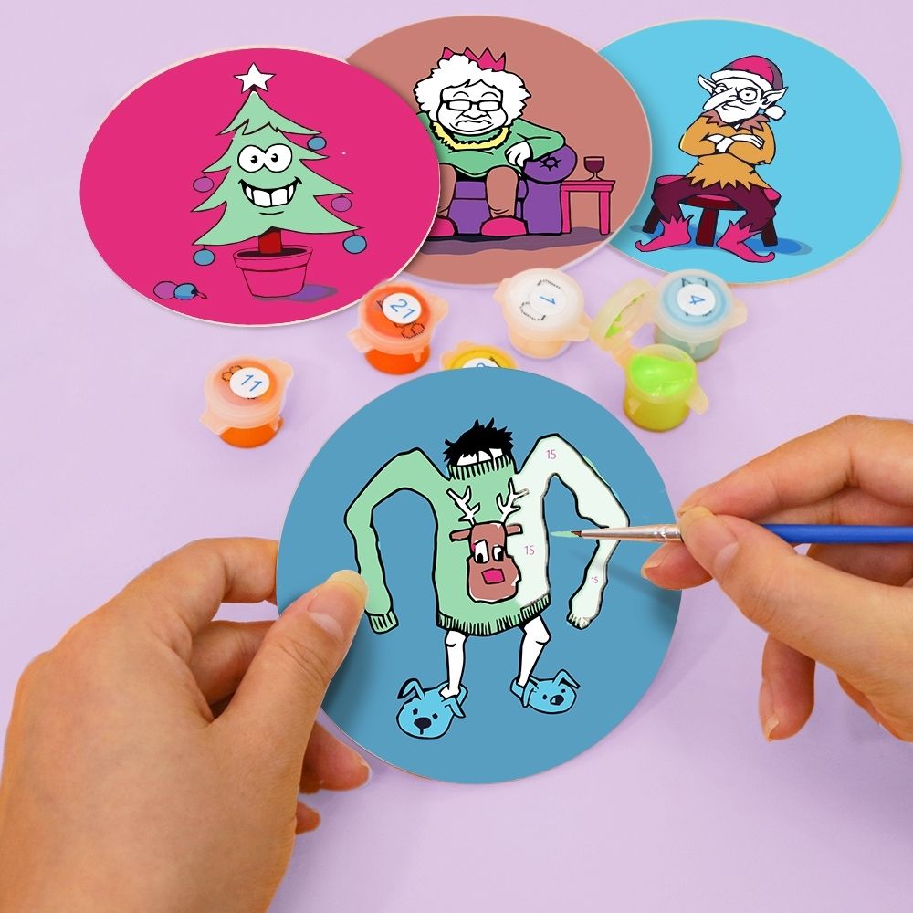 Paint by numbers 6" Coasters (4 pieces) - Creative Christmas Gift 2