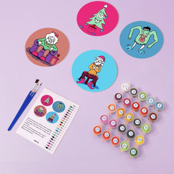 Paint by numbers 6" Coasters (4 pieces) - Creative Christmas Gift 2