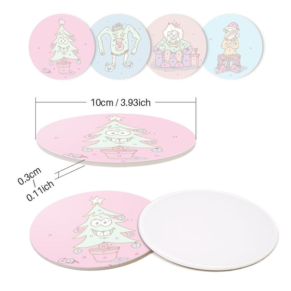 Paint by numbers 6" Coasters (4 pieces) - Creative Christmas Gift 2