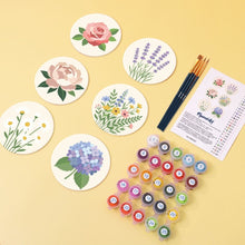 Load image into Gallery viewer, Paint by numbers 4" Coasters (6 pieces) - Pastel Bouquet