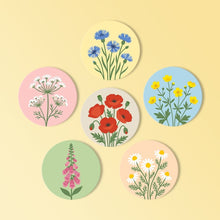 Load image into Gallery viewer, Paint by numbers 4" Coasters (6 pieces) - Wildflowers Figured'Art
