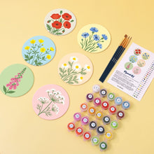 Load image into Gallery viewer, Paint by numbers 4" Coasters (6 pieces) - Wildflowers