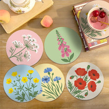 Load image into Gallery viewer, Paint by numbers 4" Coasters (6 pieces) - Wildflowers