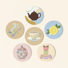 Load image into Gallery viewer, Paint by numbers 4" Coasters (6 pieces) - Tea Time Figured'Art